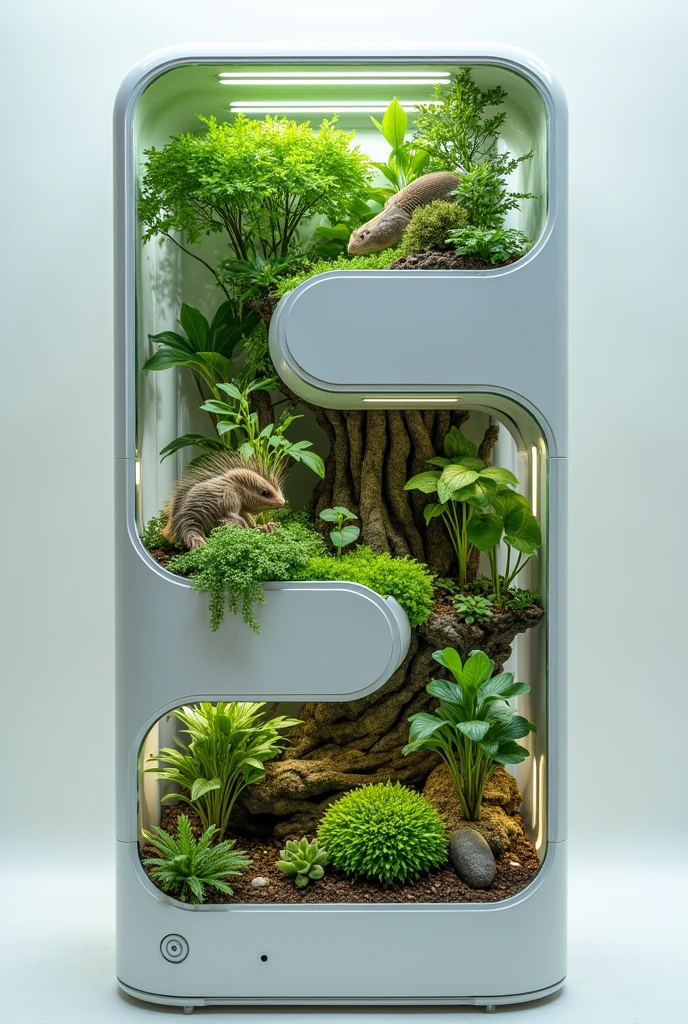 Modular gardening system that allows users to create small ecosystems in their homes, Vertical Gardening Modules, Habitats for Exotic Fauna, Automated Irrigation System and Climate Control and Mobile Management Application