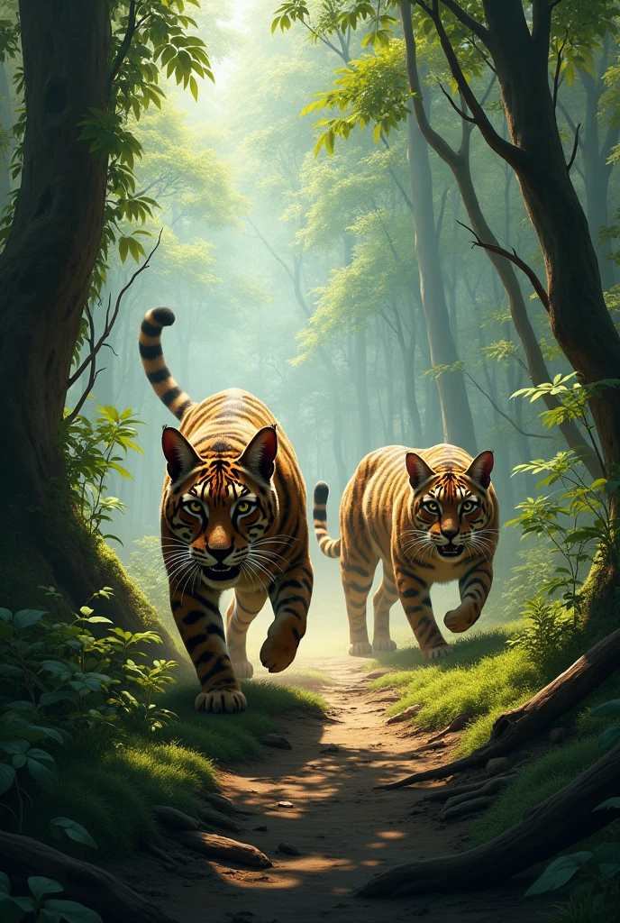 wild cats in a forest