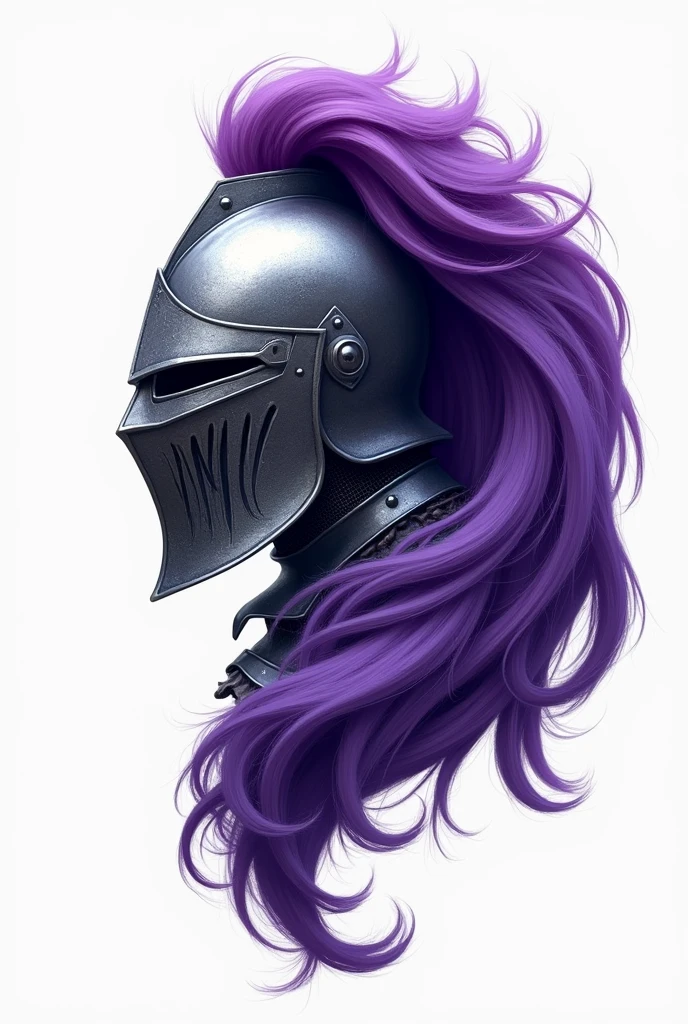 Logo for a web page of a knight's helmet with a violet mane drawing