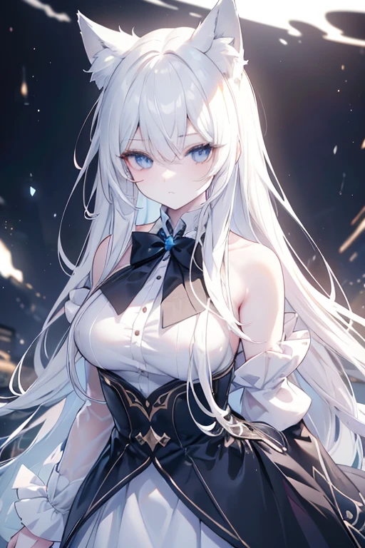 {{{{masterpiece}}}}, {{{hyper detailed}}}, {{{highres}}}, {{good anatomy}}, (((best quality))), ((an extremely delicate and beautiful)), {{an extremely detailed and delicate}}, {8k cg wallpaper}, {stunning art}, {{illustration}}, {amazing}, original, mature, ((half-body shot)), ((pale skin)), intricate, (depth of field), highly detailed body, (((masterpiece))), (extremely high quality artwork), detailed face, masterwork, best quality, incredibly absurdness, ((best quality)), (ultra-detailed), (beautiful detailed eyes), (((Galaxy eyes))), ((bored eyes)), Helf-lid eyes, hyper intricate, extremely detailed girl, beautiful detailed eyes, vibrant eyes, ray tracing, [[[vibrant colors]]], from waist up, girl, sharp focus, [[best quality]], illustration, dynamic angle, depth of field, dynamic light, 1girl, ((split hair, very long hair, straight hair)), black and white hair, multicolored hair, silky hair, dynamic hair, medium breasts, (blue eyes), sharp eyes, long eyelashes, ((white shirt)), black tie, anime ears, long animal ears, fox ears, casual shirt, frown, bored expression, dynamic lights, god rays, cinematic lightning, (ultra-detailed:1.3), cloudy background, concrete floor
(magazine:1.3), (cover-style:1.3), fashionable, woman, vibrant, outfit, posing, front, colorful, dynamic, background, elements, confident, expression, holding, statement, accessory, majestic, coiled, around, touch, scene, text, cover, bold, attention-grabbing, title, stylish, font, catchy, headline, larger, striking, modern, trendy, focus, fashion,