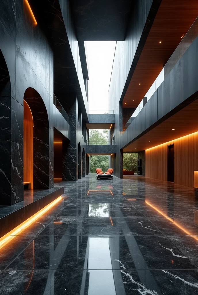 Professional architectural space photography，Future Housing，technology，Minimalism，black marble，High-grade wood，Interior design master works，Fascinating light and shadow