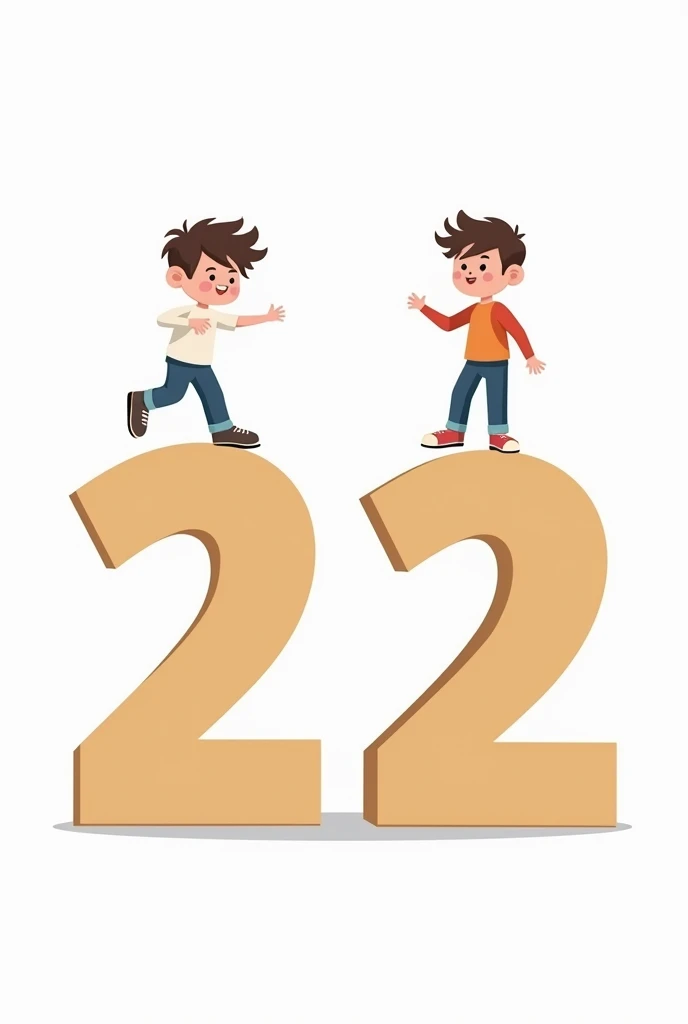 Make a image of number 22 with 2 cheap boys white background