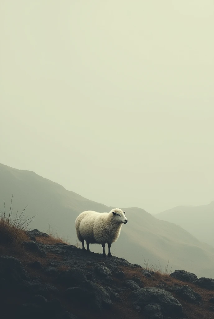 A sheep far from the rediu