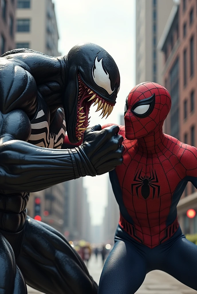 Venom punch at spiderman face hardly