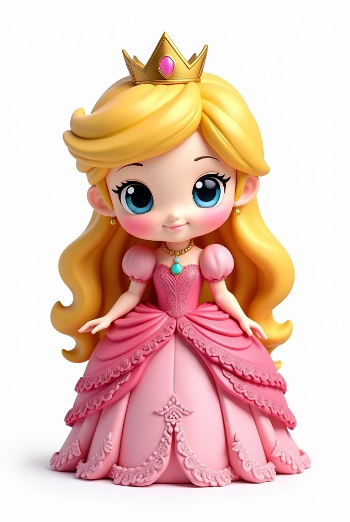 Princess Aurora chibi girl, detailed, on a white background, very detailed pink dress, Whole body.