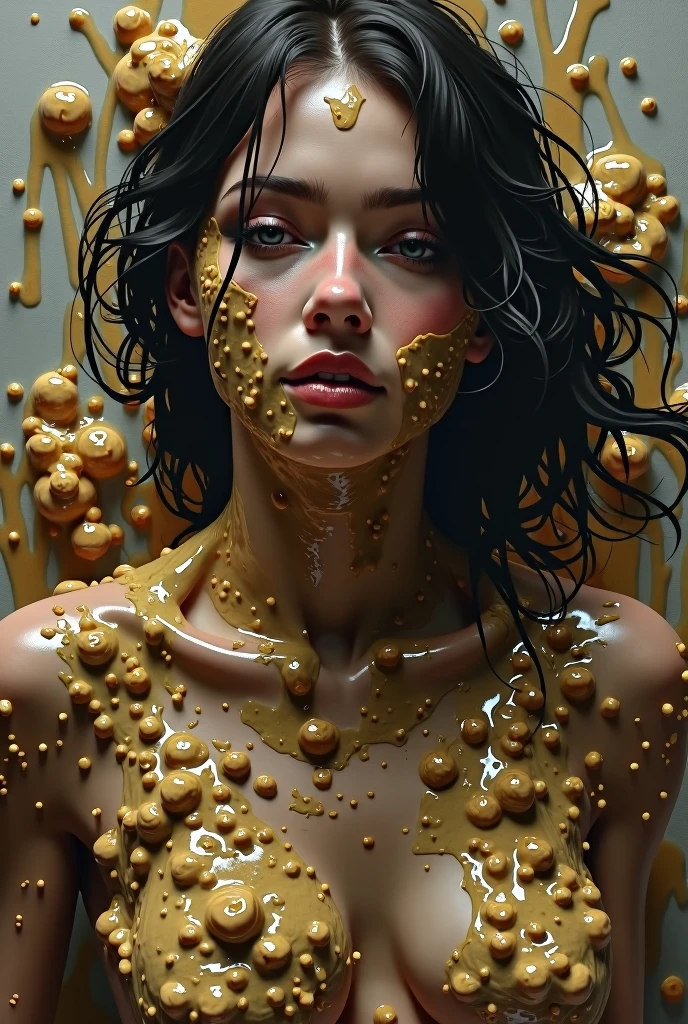 Beautiful woman covered in poop。In underwear。Solid and lumpy poop、Covered in poop so much that you can't see my skin。After、His face was covered in shit so much that you could barely see his eyes, nose, and mouth.。
