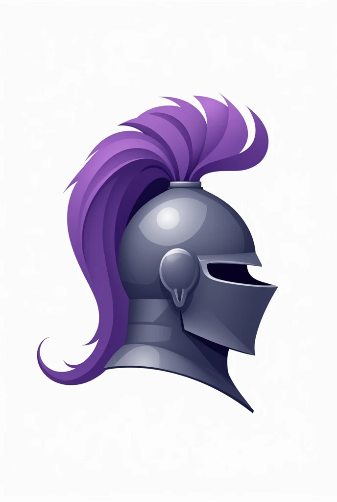 Flat logo for a website of a knight's helmet with violet hair