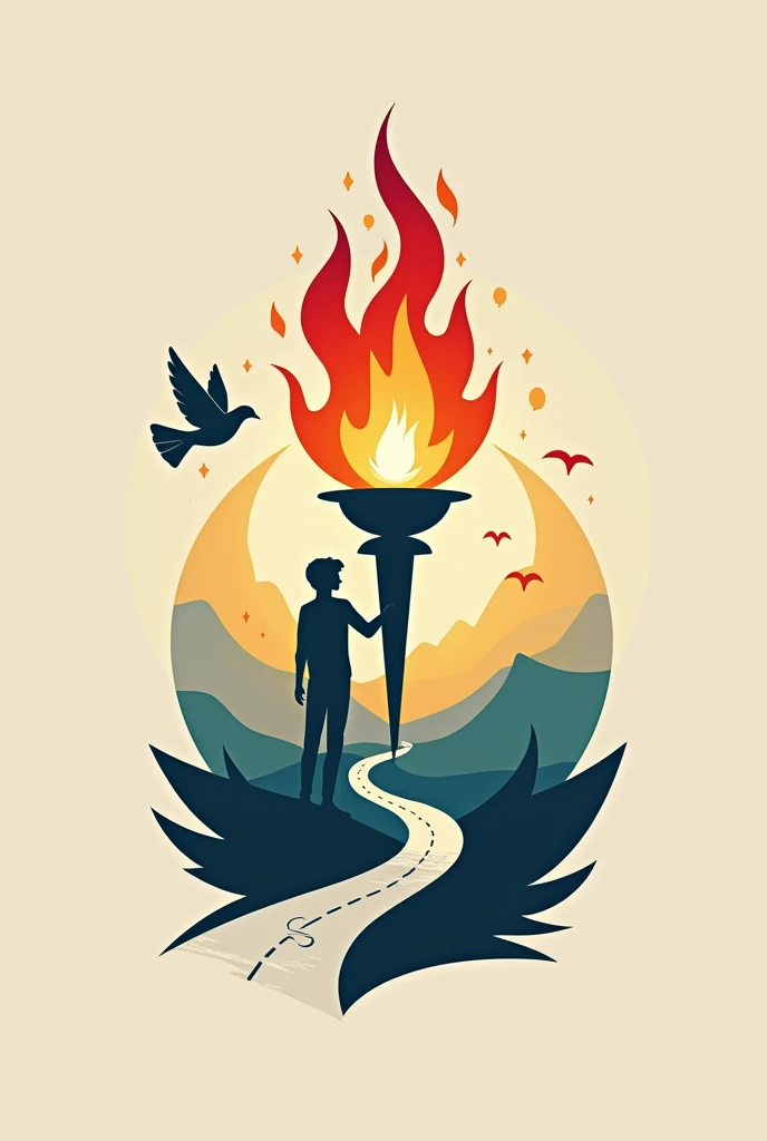 create a logo of torch of freedom that symbolizes light, inspiration, and guidance that shows the path toward liberty. because as youth, it emphasizes the importance of being free to do what is right and becoming a way for change in the world.
make sure that it has a path toward liberty of it. add some dove and have a youth there. like the teens