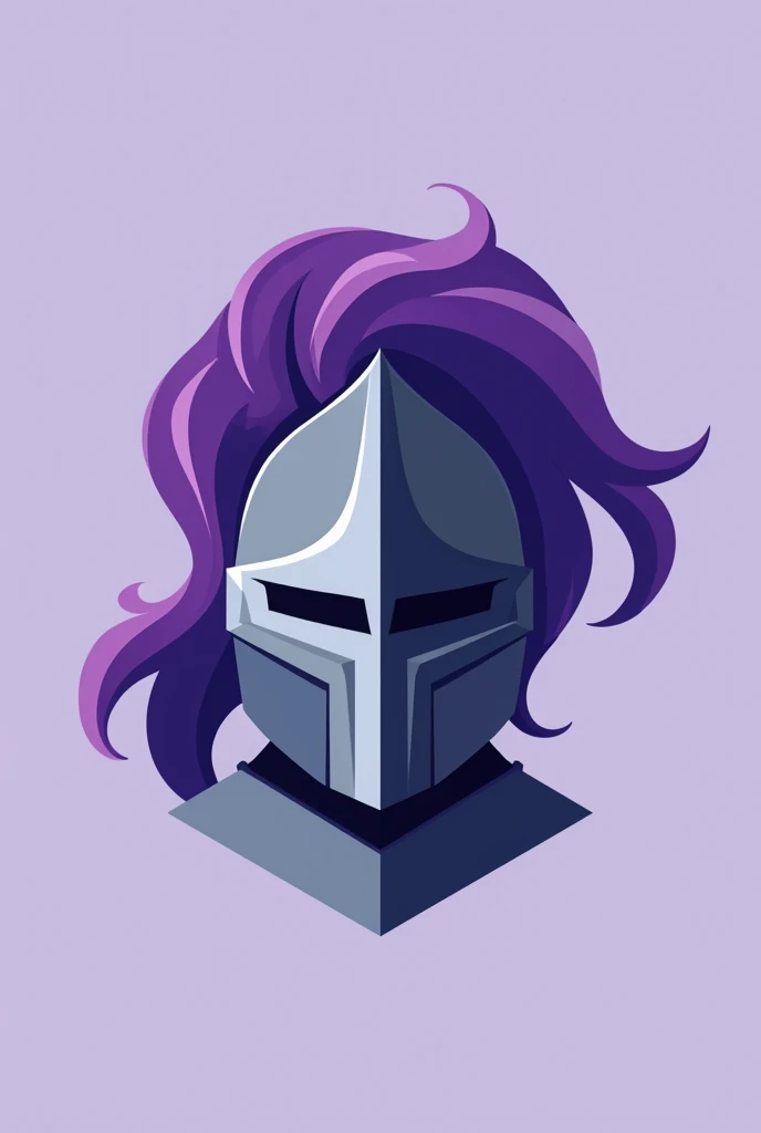 Flat logo for a website of a knight's helmet with violet hair