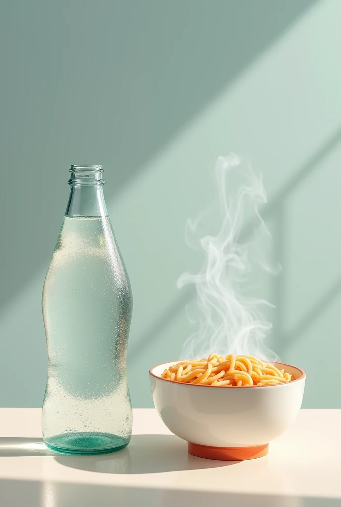 Mineral water and cup noodles