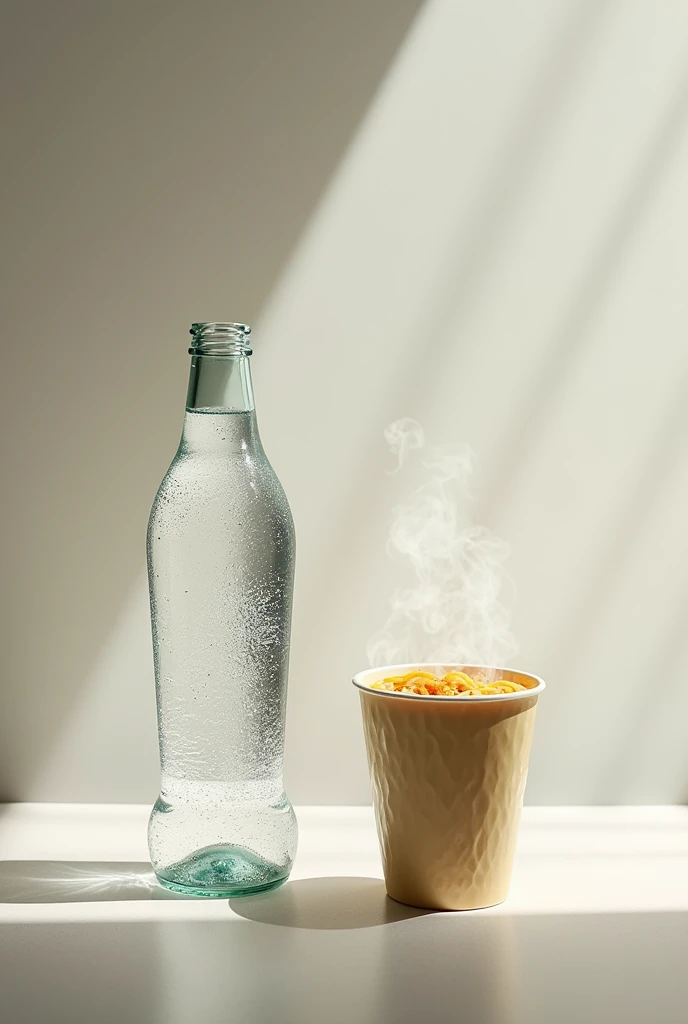 Mineral water and cup noodles