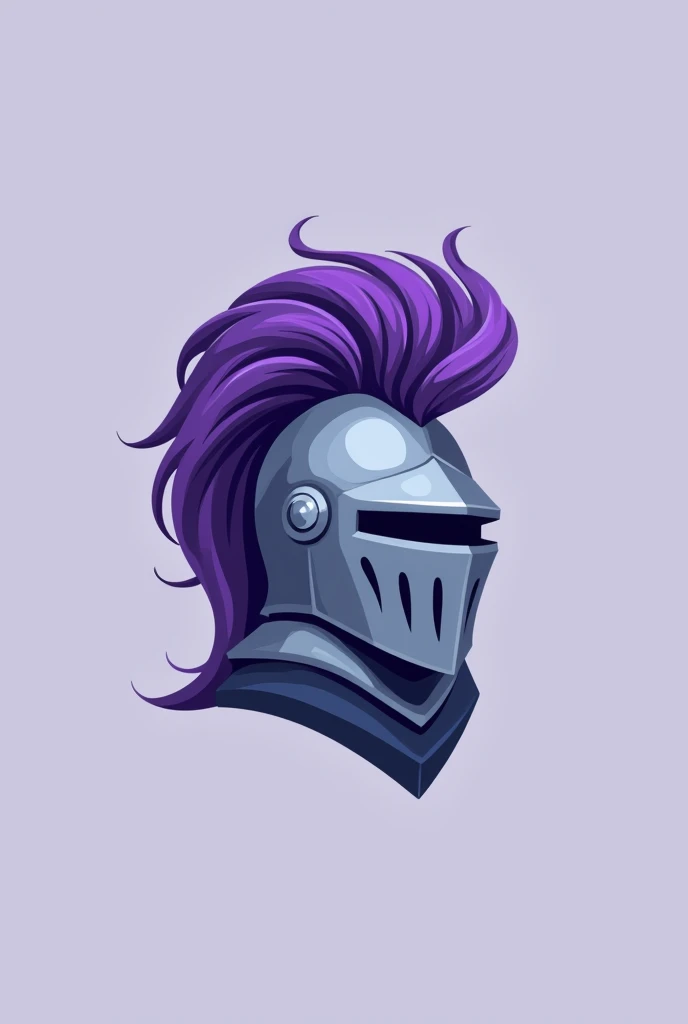 Flat logo for a website of a knight's helmet with violet hair