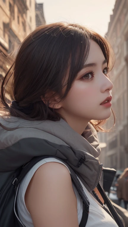 Highest quality, figure, Very detailed, In detail, High resolution, 8k wallpaper, Perfect dynamic composition, Beautiful attention to detail, Women's Fashion Summer,Short Bob Hair,Small Breasts Natural Color Lip, Bold sexy pose,smile,Harajuku、20-year-old girl、cute、sexy shot looking at camera