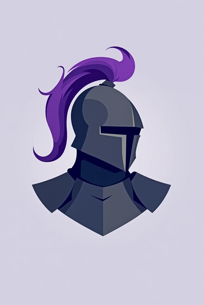 Flat logo for a website of a knight's helmet with violet hair