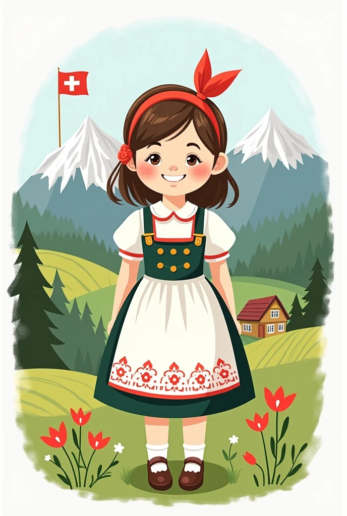 switzerland culture drawing easy girl