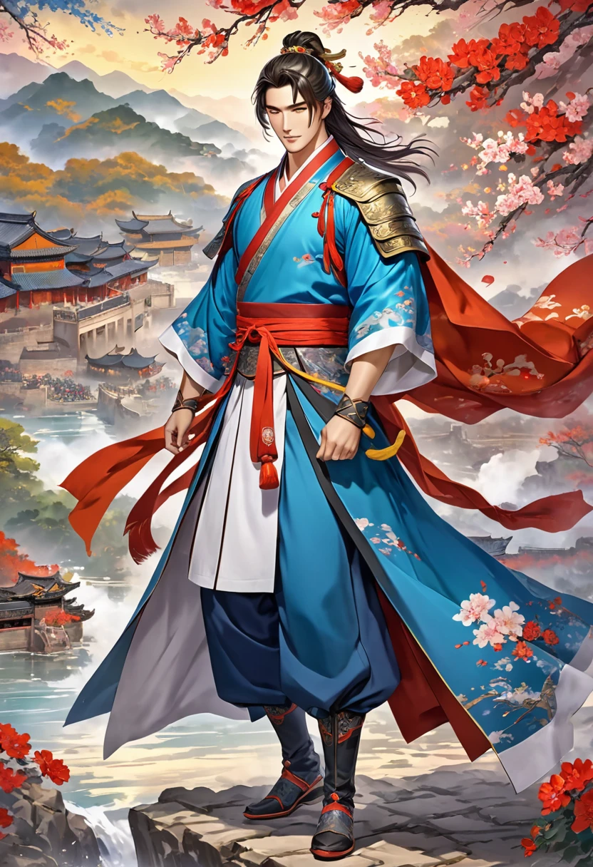Romance of the Three Kingdoms Zhou Yu, Handsome, Clothes made of dopo, Full body exposed