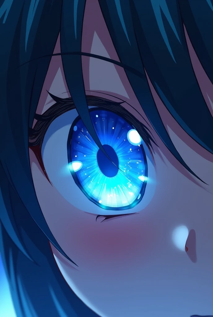 Create an anime style eye power make the pupil different types of blue