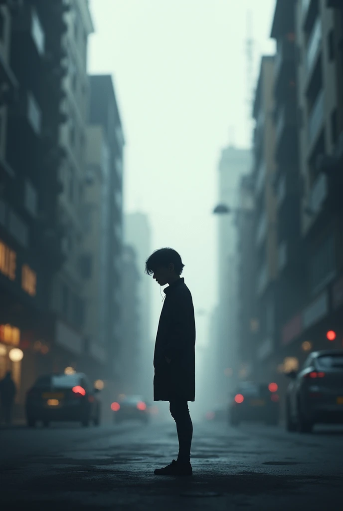 A lonely person separated from a group of friends