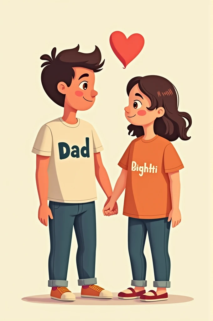 1dad and his daughter written on the t shirt dad written on the t shirt and 2d cartoon front side