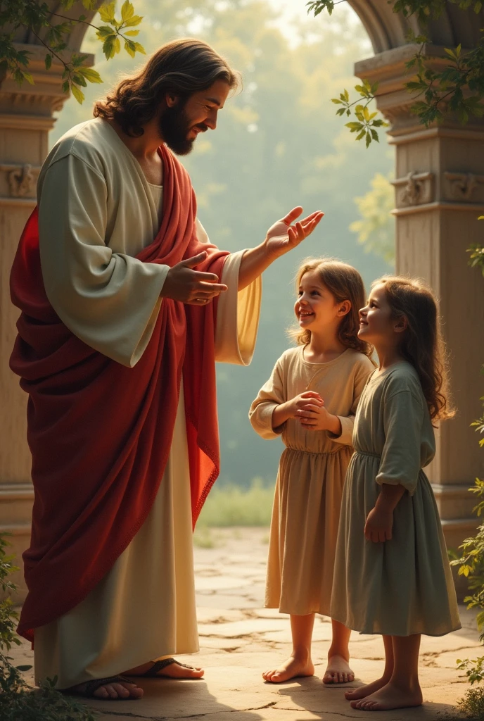 Jesus blesses three children