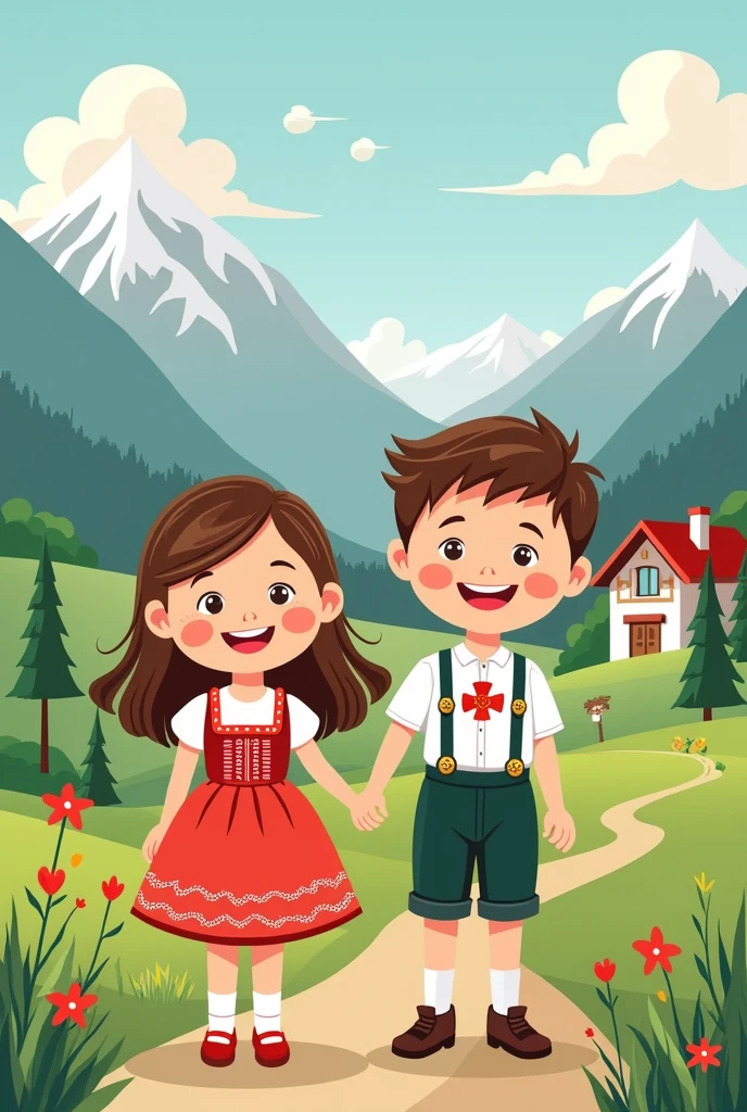 switzerland culture drawing easy girl and boy 