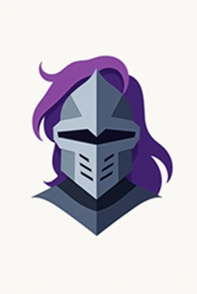 Flat logo for a website of a knight&#39;s helmet with violet hair

