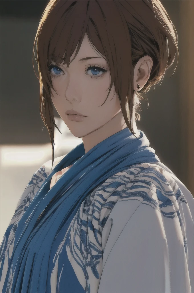 A girl in a samurai outfit, holding a sword, in an anime style. (best quality,4k,8k,highres,masterpiece:1.2),ultra-detailed,(realistic,photorealistic,photo-realistic:1.37),unreal engine,extremely detailed,HDR,UHD,studio lighting,ultra-fine painting,sharp focus,physically-based rendering,extreme detail description,professional,vivid colors,bokeh,portraits,anime,concept artists,blue color tone,dramatic lighting