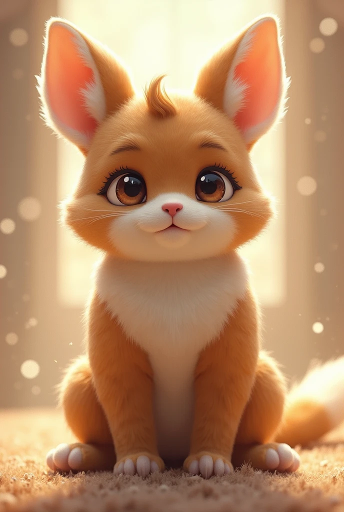 RAW photo, uhd, dslr, high quality, realistic, photo realistic, dreamlikeart, lens flare, upper body, looking at viewer, animal focus, furry, fursuit, 1girl, cute, kawaii, lovely, fur, fur head, narrow waist, animal ears, paw, paw shoes,Slightly fat