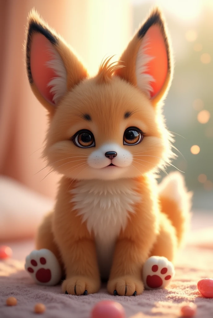 RAW photo, uhd, dslr, high quality, realistic, photo realistic, dreamlikeart, lens flare, upper body, looking at viewer, animal focus, furry, fursuit, 1girl, cute, kawaii, lovely, fur, fur head, narrow waist, animal ears, paw, paw shoes,Slightly fat