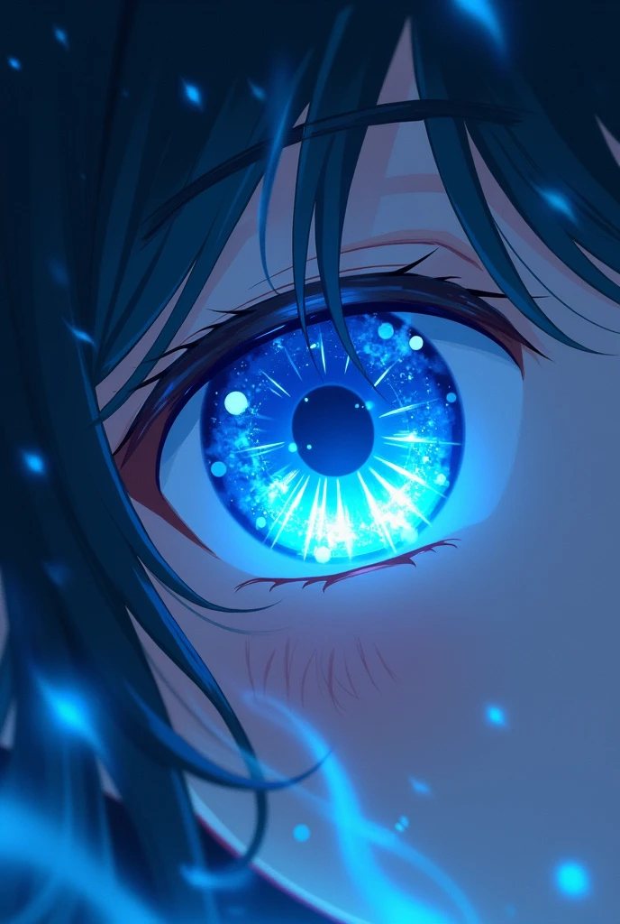 Create a blue anime style eye power