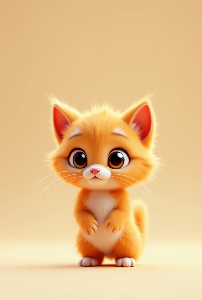 Kitten wearing orange Standing posture 3d