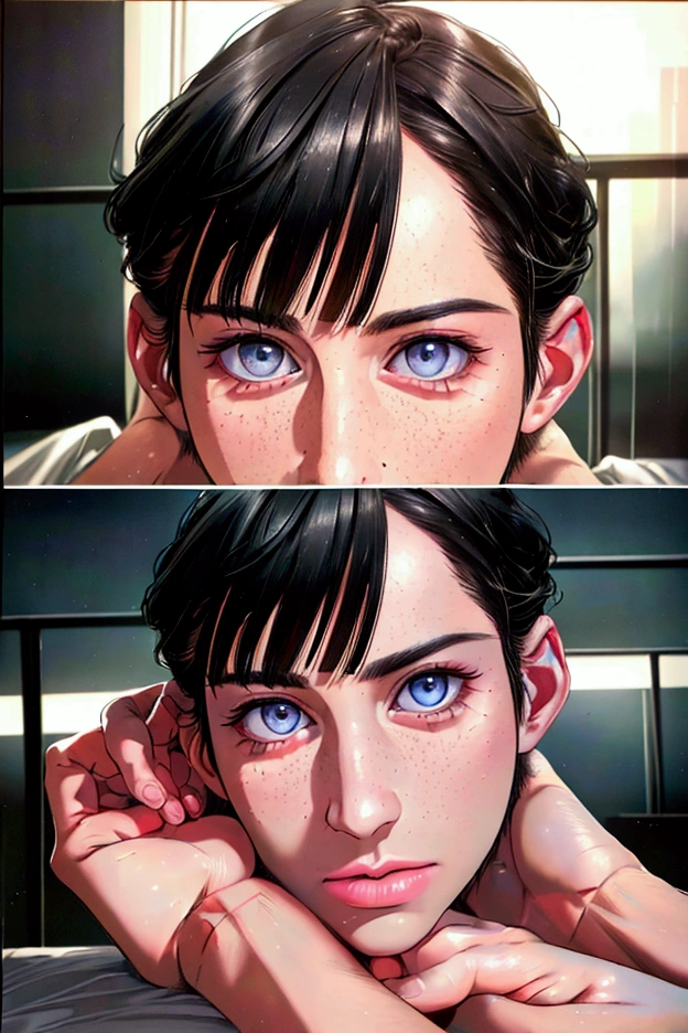 (of the highest quality,4k,8k,High resolution,masterpiece:1.2),Super detailed, colorful, (realist,photorealist,photo-realist:1.37),1 person,beautiful skin,White race, White skin, very handsome,short black hair,grey eyes, attractive, square jaw,sharp eyes,A perfect face without a doubt,psychiatric, psychologist, 27 years, no expression marks, half body, SERIOUS LOOK, no wrinkles, young adult, man, fondo de jardin asilo psychiatric,cinema lighting,imagen hdr,Atar、