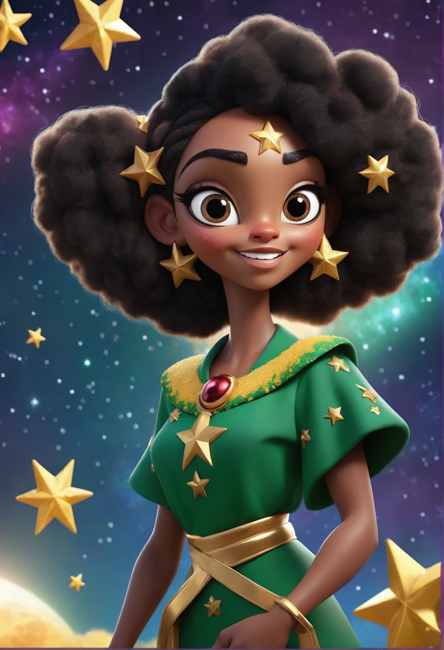 Create a panel with the phrase translated into Brazilian Portuguese "JUNINA STAR NATION" AND THE BACKGROUND OF THE IMAGE IS LIKE A GALAXY FULL OF STARS