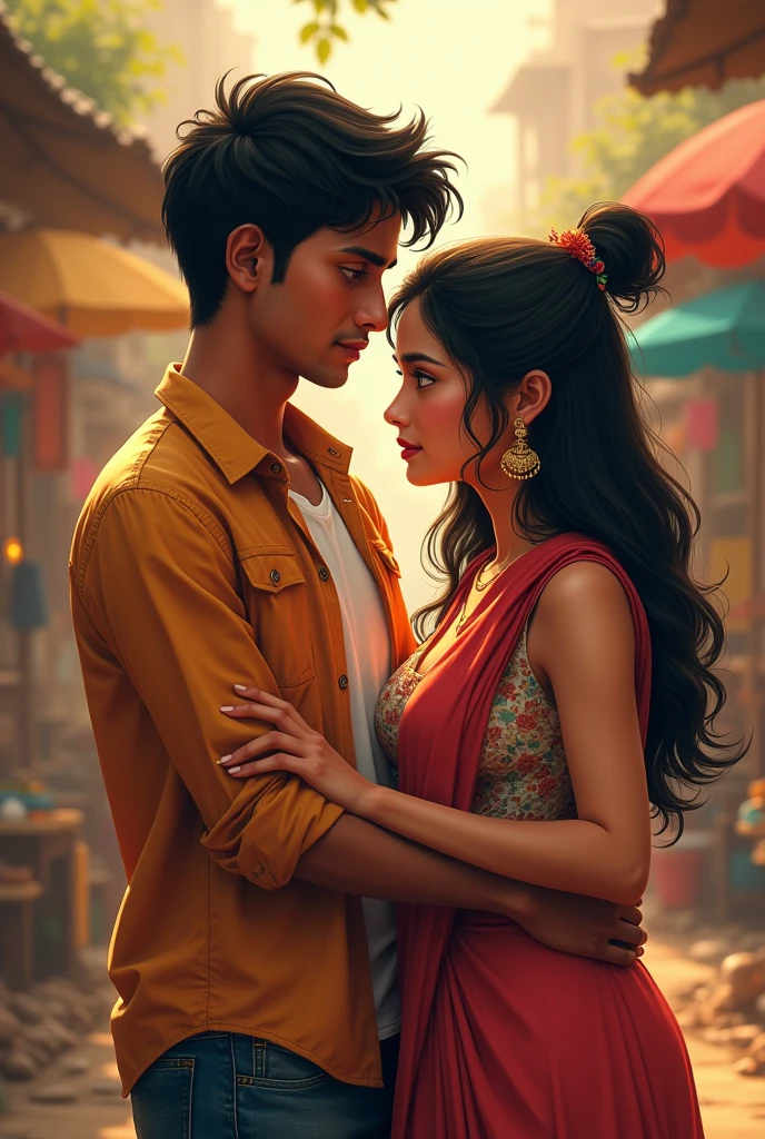 Indian tall lean boy with his chubby girfriend