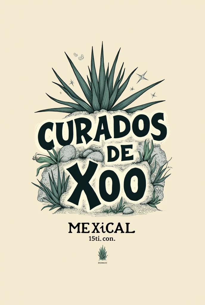 Logo of the mezcal cured brand with the name CURADOS DE XOO