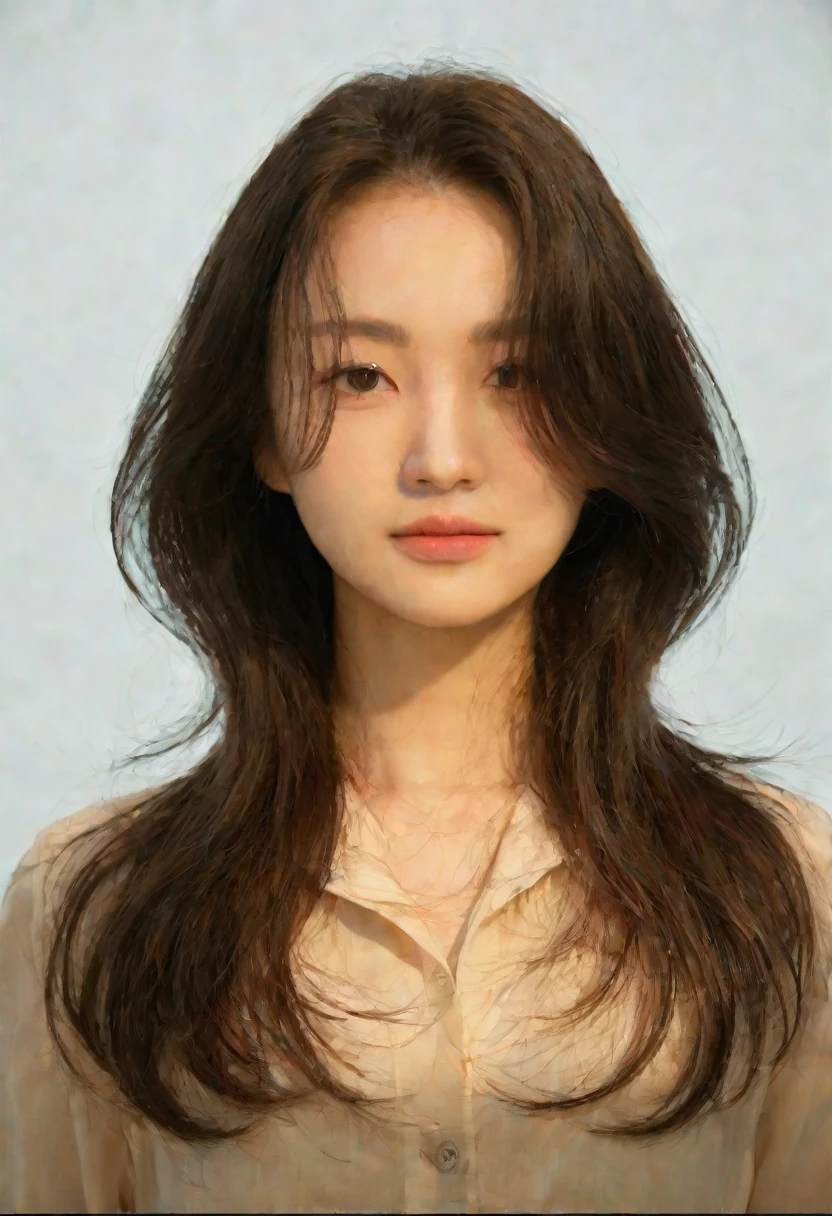 Best Quality, 8k, Masterpiece, (Portrait: 1.3), (photo realistic:1.4), (hyper realistic:1.4), Sharp Focus, looking at viewer, (smoother lighting:1.1), (increase cinematic lighting quality:0.9), realistic lighting, backlighting, light on face, ray trace, (brightening light:1.2), (Increase quality:1.4), sharp detail, (best quality real texture skin:1.4), finely detailed eyes, black_eyes, finely detailed face, 2 Korean woman, (white formal_shirt:1.4), (Create an image maintaining the original base model hairstyle:1.5)