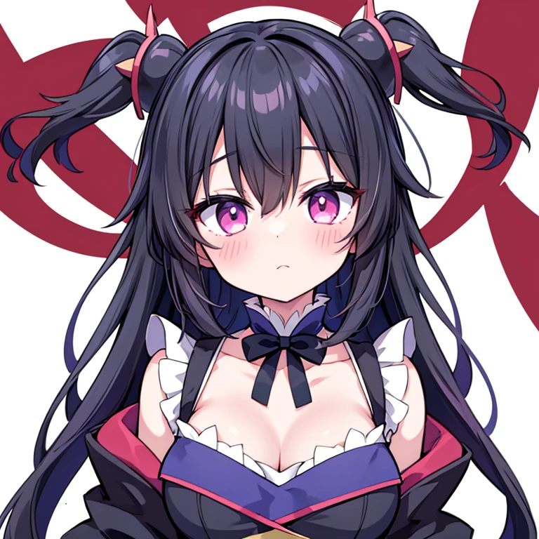 black髪ロングヘアでピンクの目をした、blackいドレスを着たアニメの女の子, Anime Moe Art Style, Anime Style 4k, black, Devil Anime Girl, Ayaka Genshin Impact, mika kurai demon, anime waifu, Hestia, Portrait Gap Moe Yandere Grimdark, Bloodstained, Ahegao, Cute girl anime visuals