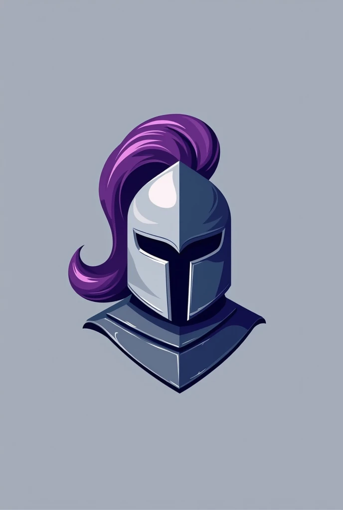Flat logo for a website of a knight's helmet with violet hair