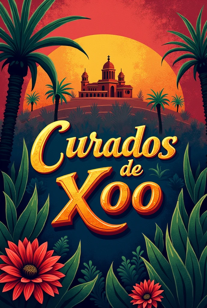 Colorful logo of mezcal cured brand with the name CURADOS DE XOO