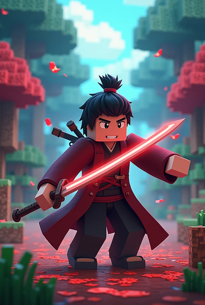 Create yoriichi skin and yoriichi plays written in the background and animated minecraft background youtube bacground logo
