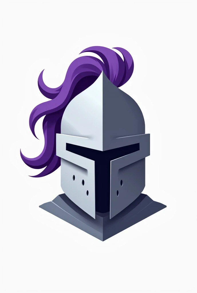 Flat logo for a website of a knight's helmet with violet hair