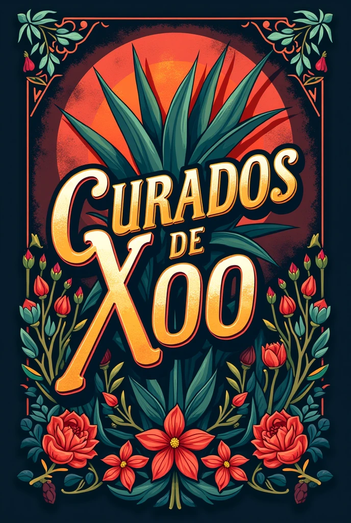 Colorful logo of mezcal cured brand with the name CURADOS DE XOO
