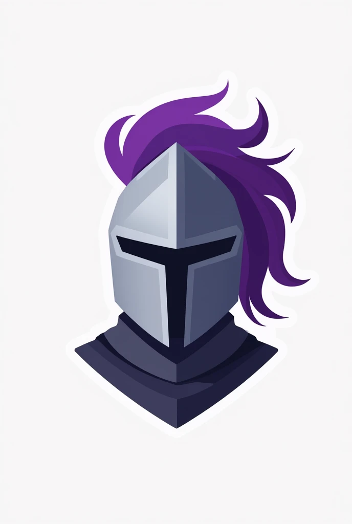 Flat logo for a website of a knight's helmet with violet hair