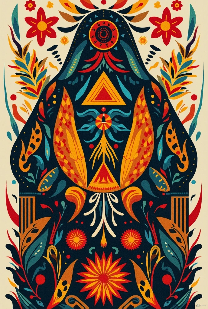 I want a Xinka güipil design using the most important aspects of the Xinka culture, like corn, air, water, sun, fire, the cardinal points, add triangle
