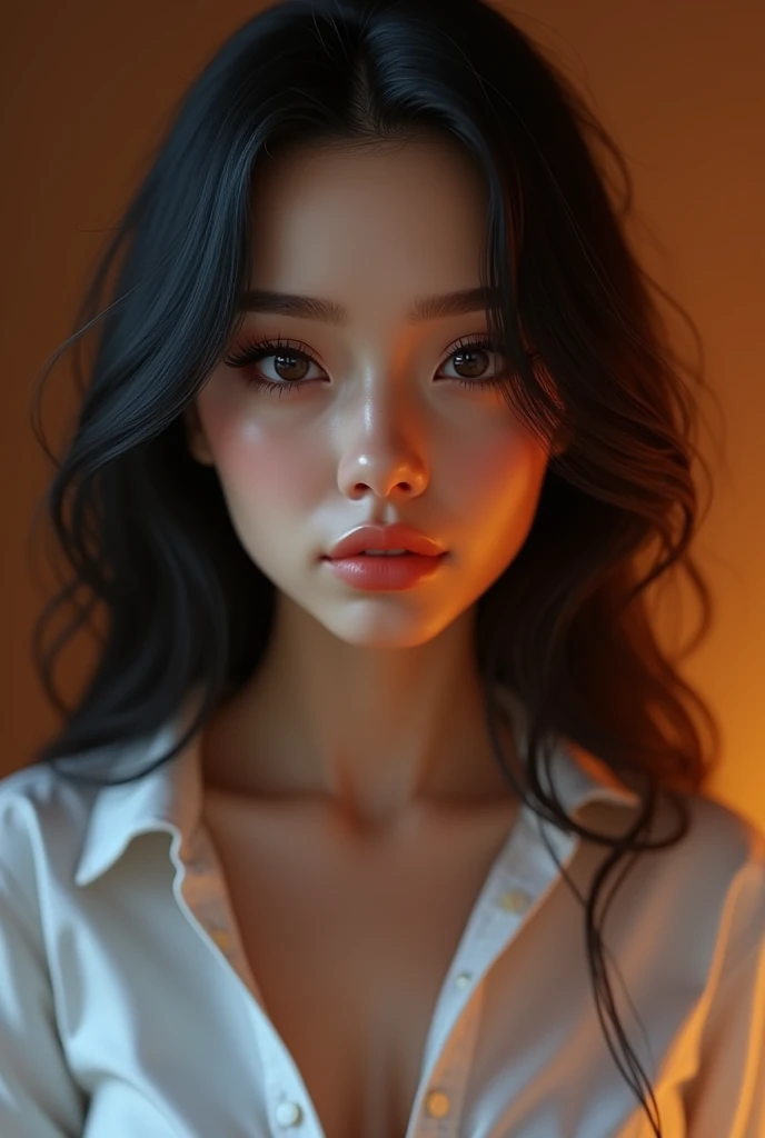 sssniperwolf, realistic portrait, 1girl, beautiful detailed eyes, beautiful detailed lips, extremely detailed face and skin, long eyelashes, natural expression, the girl wearing a white shirt, soft lighting, warm color tones, detailed fabric textures, cinematic composition, highly detailed, photorealistic, 8k, (best quality, 4k, 8k, highres, masterpiece:1.2), ultra-detailed, (realistic, photorealistic, photo-realistic:1.37), HDR, UHD, studio lighting, ultra-fine painting, sharp focus, physically-based rendering, extreme detail description, professional, vivid colors, bokeh