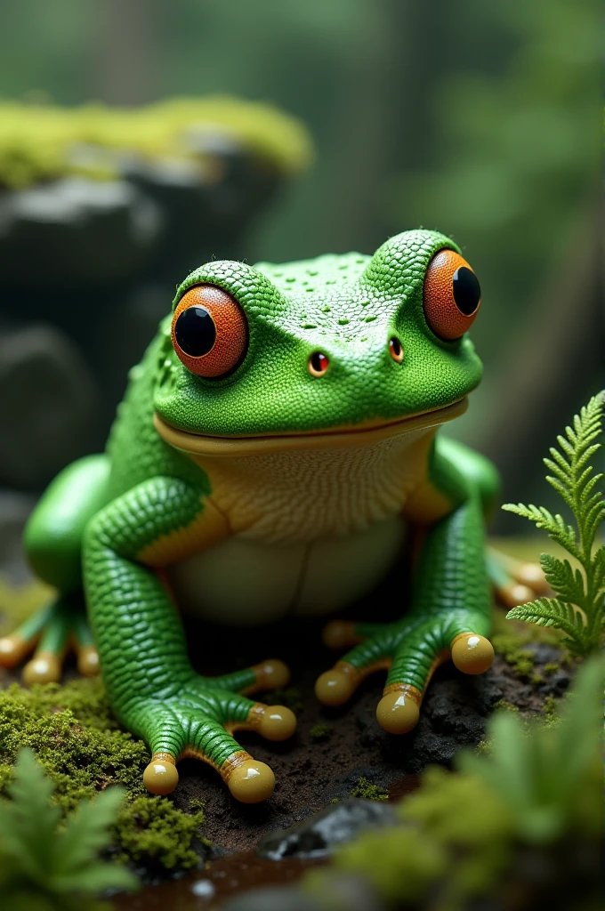 Realistic style green crochet Darwin frog