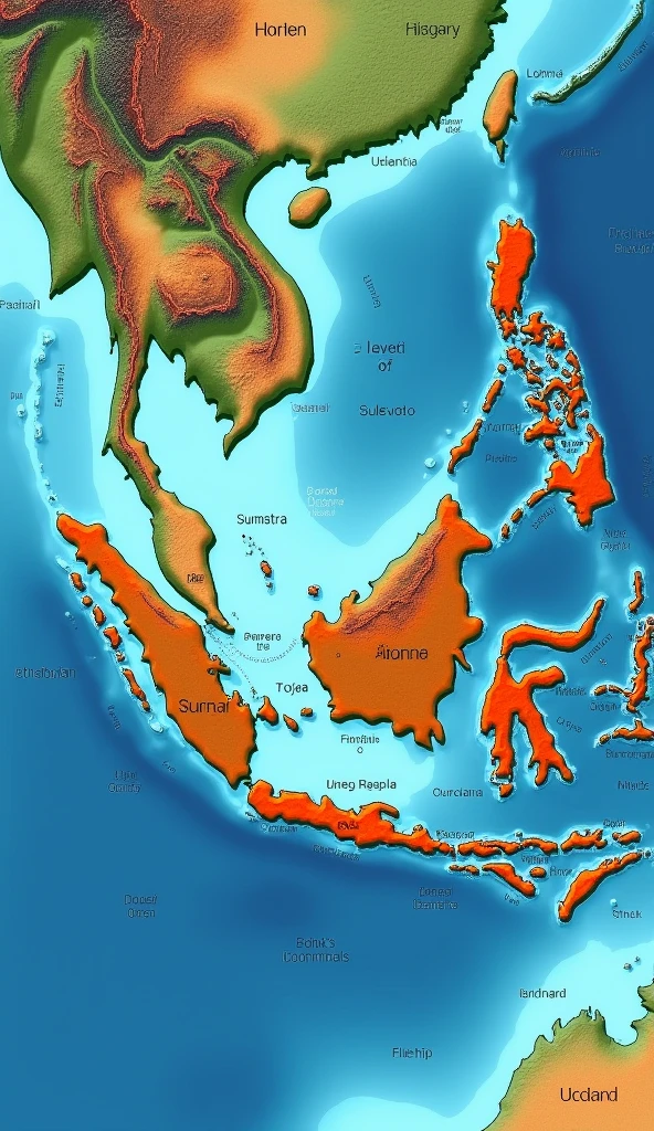 Visual Map of Indonesia with outline showing the location of the Pacific Ring of Fire.