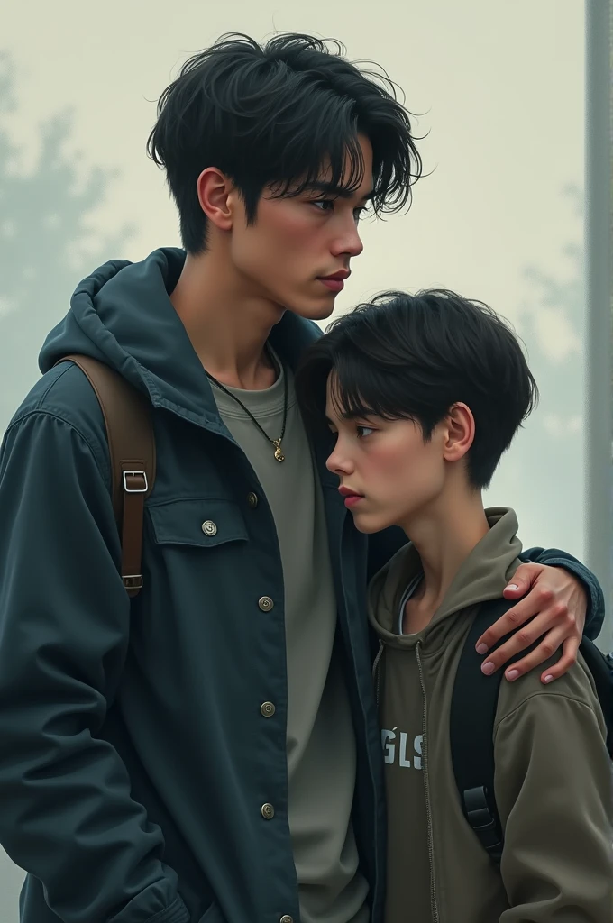 Novel cover: A young male teacher and a high school boy stand next to each other.