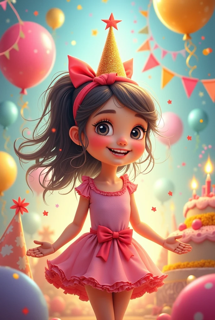 Generate birthday party invitation image for girl