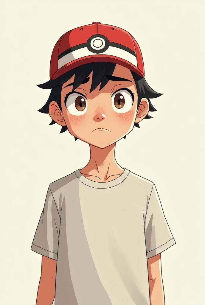 Young white adult, Scrawny, YouTube profile, with pokeball pokemon cap, 2d, shoulders up